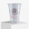 Vaso de plástico de 450 ml con la marca y el logotipo 'Desserthuset'