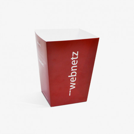 Caja para palomitas roja de 1L con el logotipo 'webnetz'