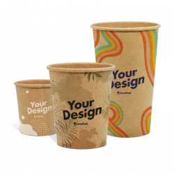 Vasos de cartón de una pared en papel kraft...
